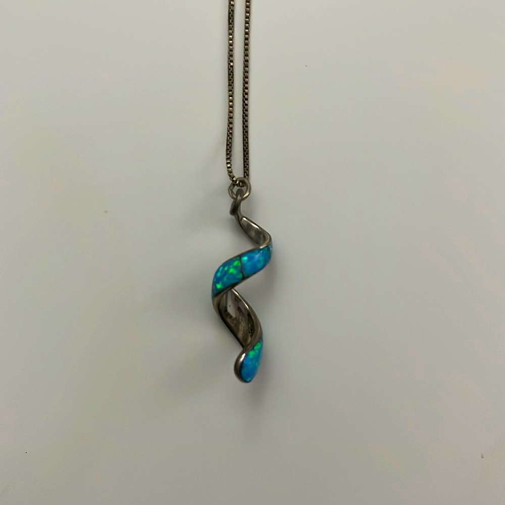 Delicate Stirling Silver Blue Swirl Charm